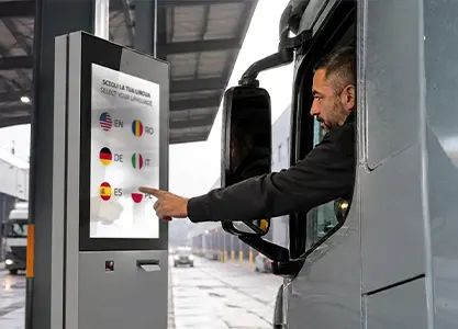 Totem multilingua per il check-in degli autisti