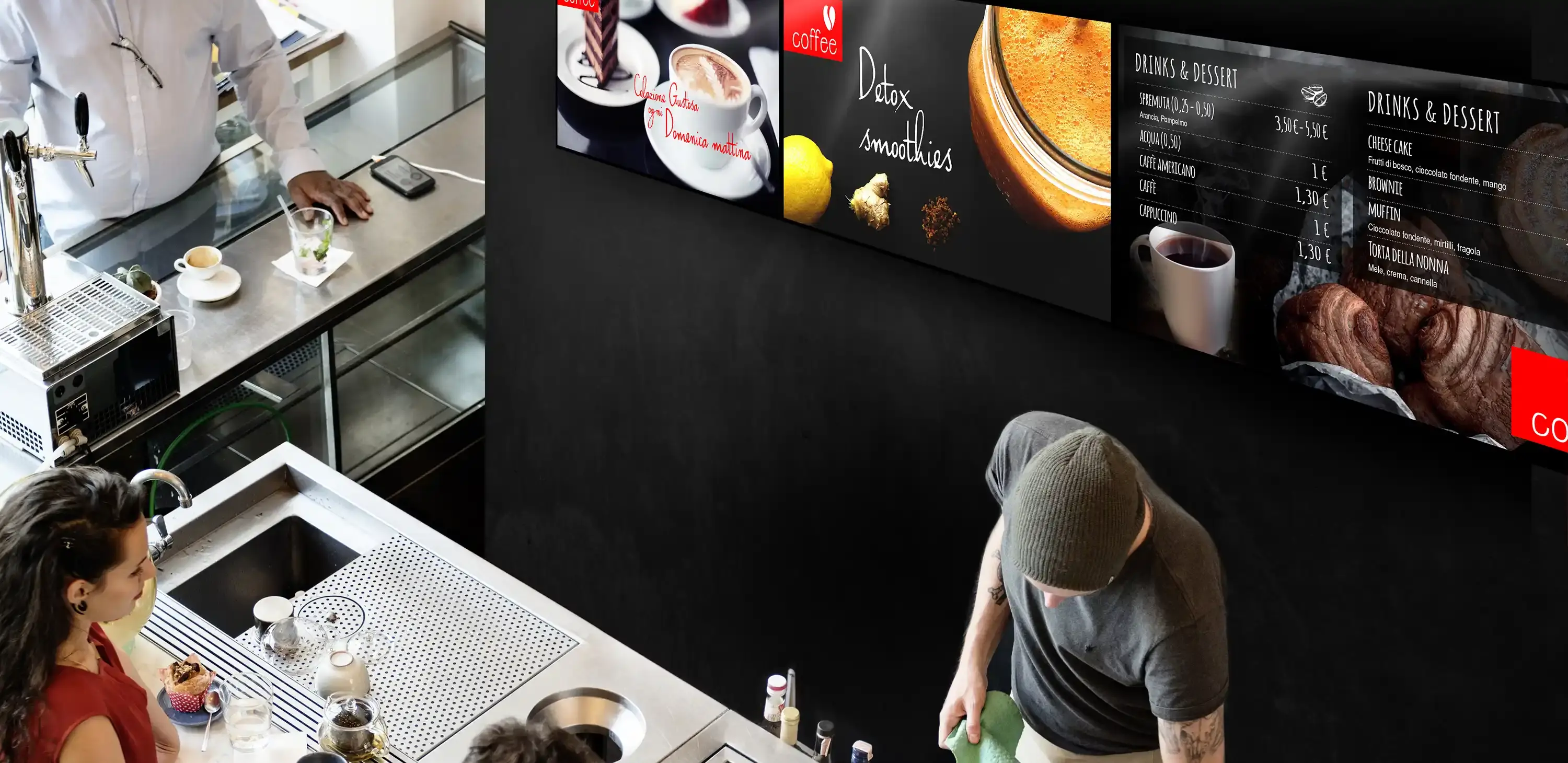 soluzioni digital signage per ristoranti, fast food, pizzerie, mense