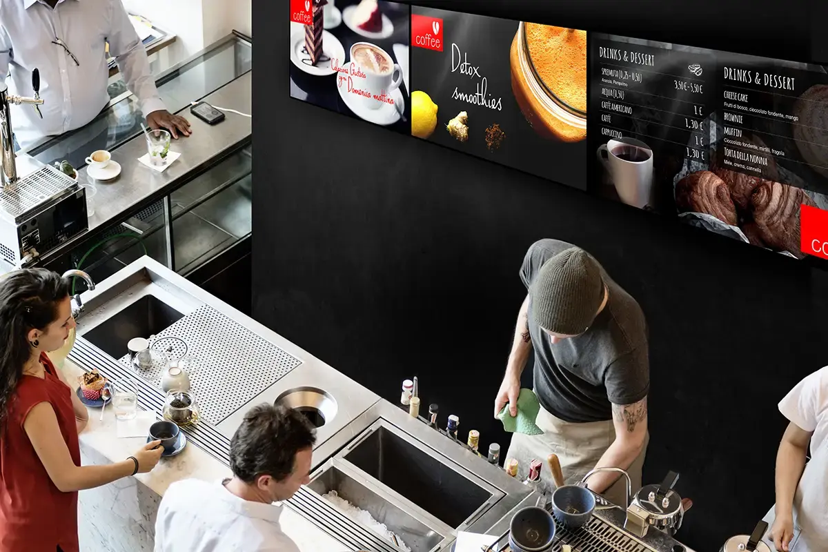 soluzioni digital signage per ristoranti, fast food, pizzerie, mense