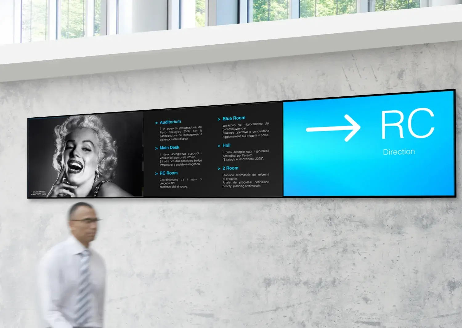 display digital signage per la video comunicazione e informazione
