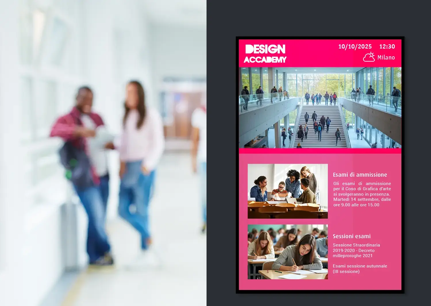 display digitali per la comunicazione in scuole e università