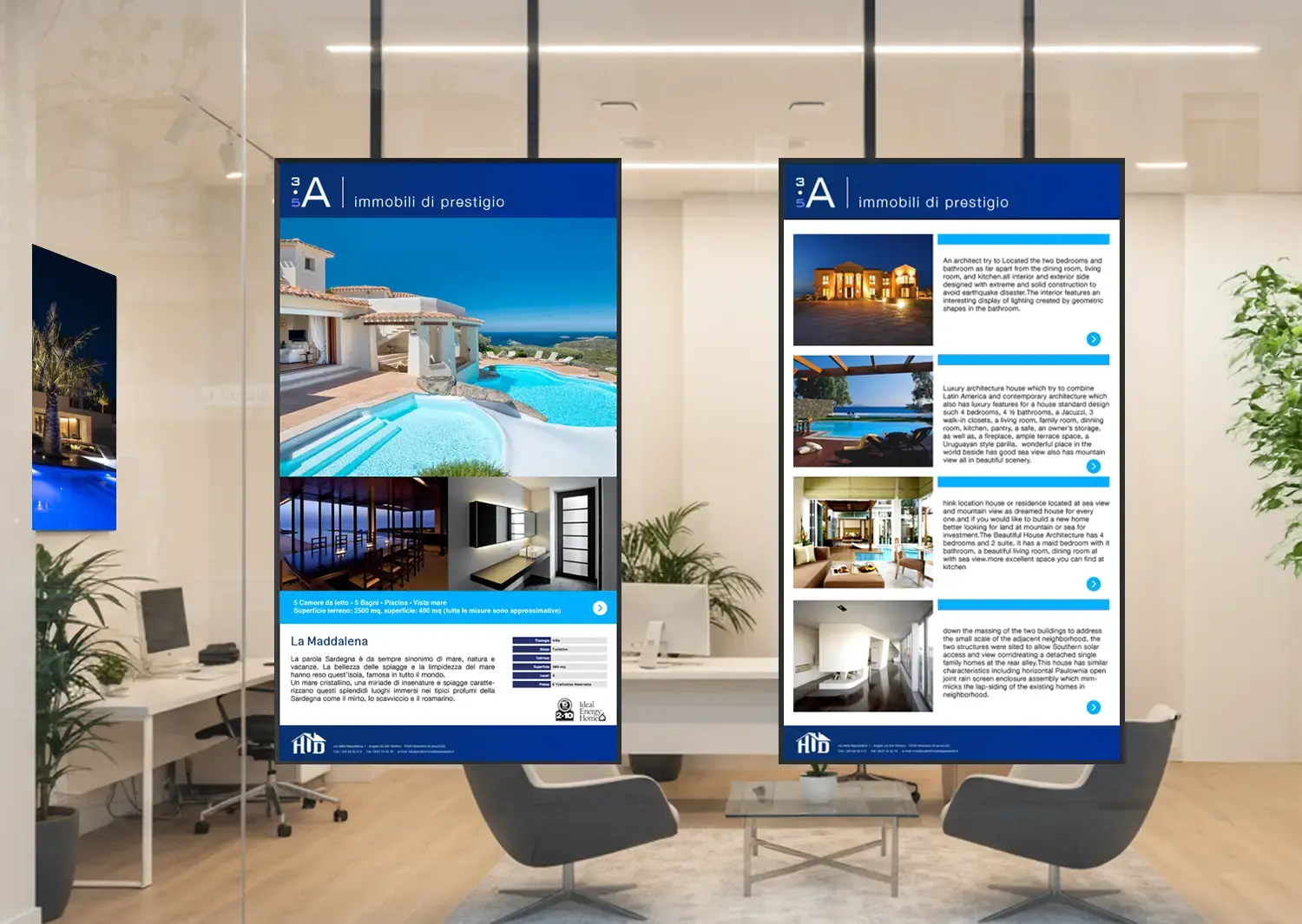 display digital signage per la comunicazione in agenzia o a vetrina