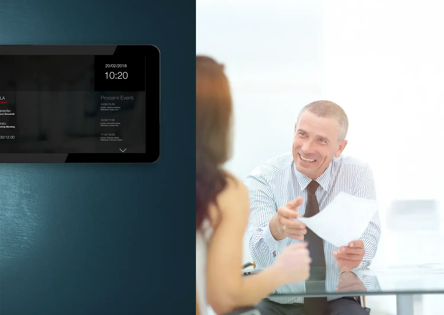 sistema prenotazione sala di servizio e comunicazione su display fuoriporta