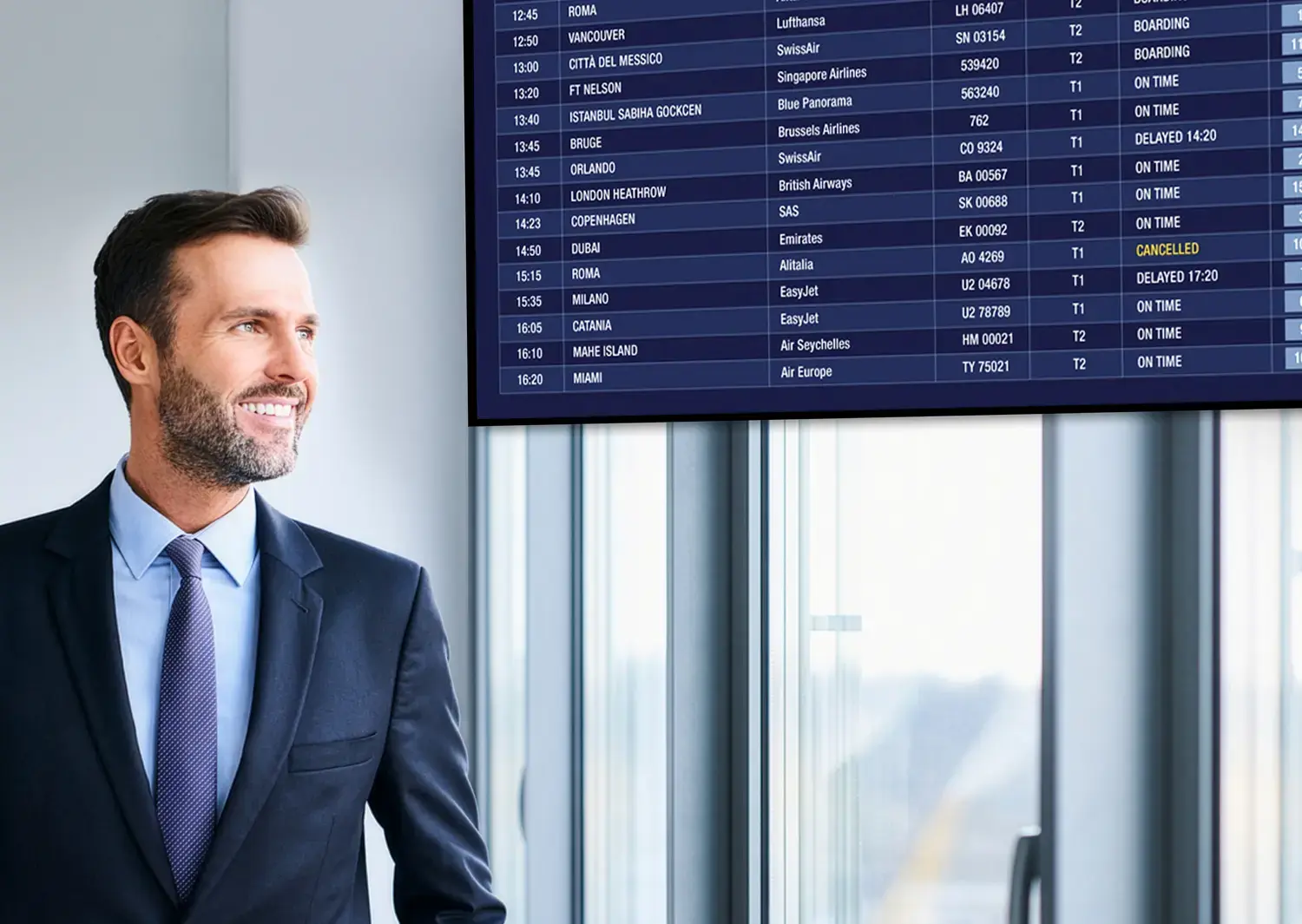 display con orari di volo per Outlet