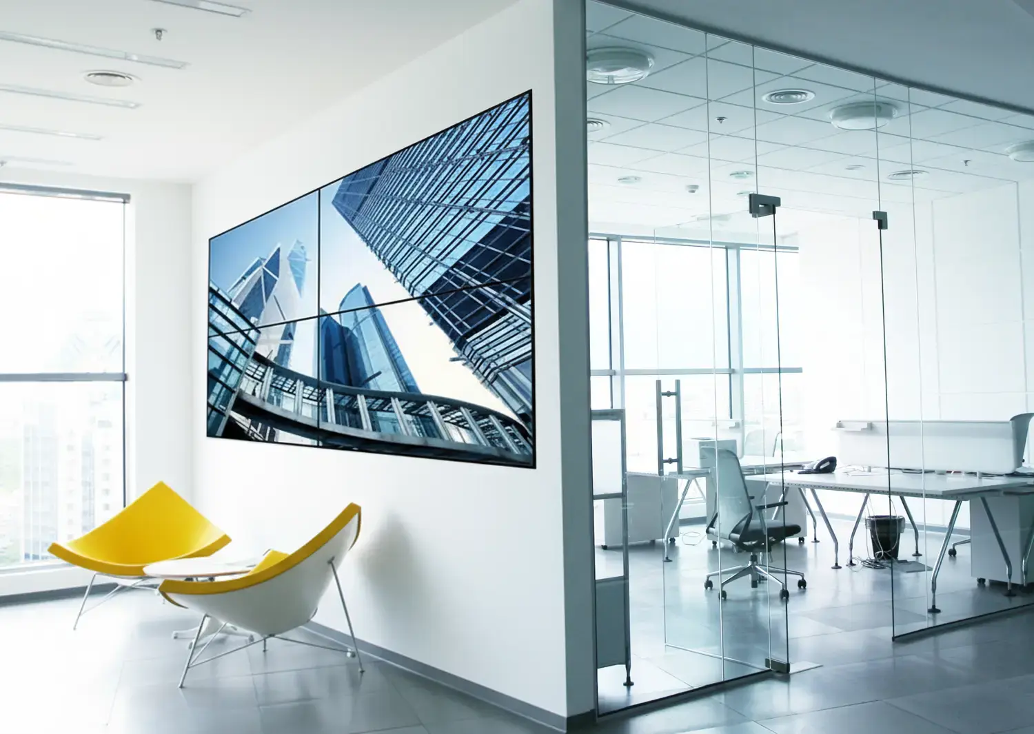 allestimento di pareti con display digitali